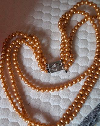 collana vintage argento 800 ed perle 