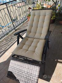 Sdraio da Giardino in Rattan Sintetico con Cuscino