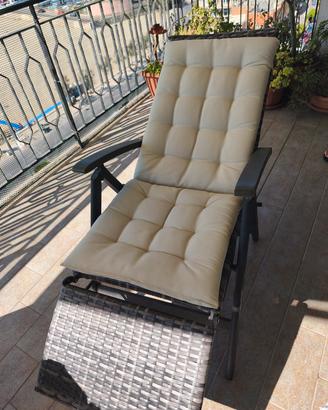 Sdraio da Giardino in Rattan Sintetico con Cuscino