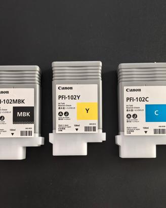 5 Cartucce Canon PFI-102 / PFI-104 Nuove sigillate