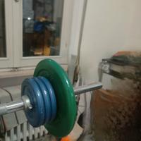 Panca piana con bilanciere e pesi – Home gym