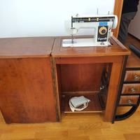 Macchina da cucire e mobile in radica di noce