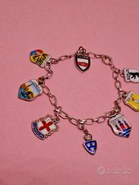 ARGENTO bracciale vintage charms souvenir smaltati