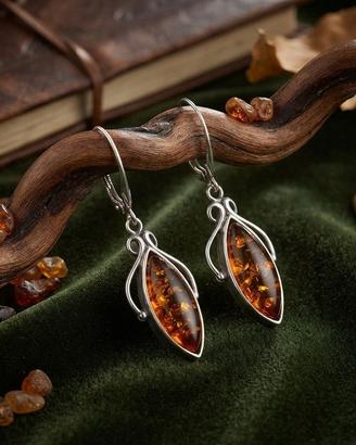 Spettacolari orecchini Vintage argento ambra Balti