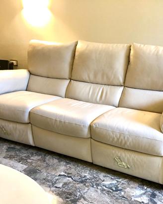 DIVANO A 3 POSTI NATUZZi WELLBE in pelle bianco