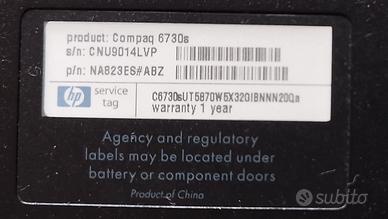 Notebook HP Compaq 6730s