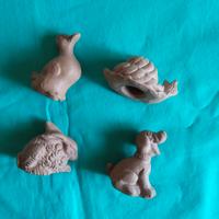 Set 4 statuine di animali in terracotta handmade