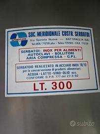 Sebatoio 300 litri inox