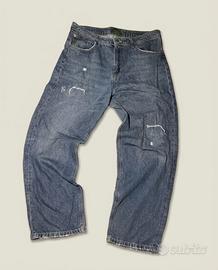 Jeans  baggy blue strappati