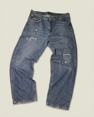 Jeans  baggy blue strappati