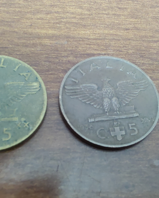 Monete 5 centesimi 1938 V.Emanuele III