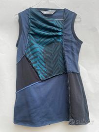 Boho grunge il top lungo, blu e ottanio Desigual