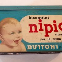 Scatola in latta vintage Biscottini Nipiol
