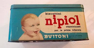 Scatola in latta vintage Biscottini Nipiol