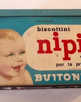 Scatola in latta vintage Biscottini Nipiol