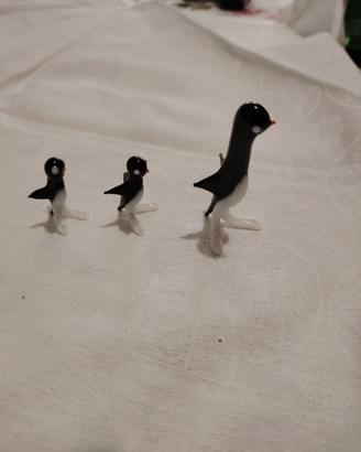 Famiglia pinguini vetro di murano
