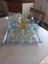 Servizio da liquore in vetro artistico di murano