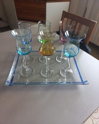 Servizio da liquore in vetro artistico di murano