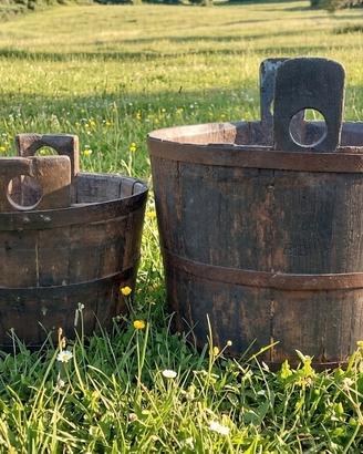 Coppia di tini per uva ideali come fioriere