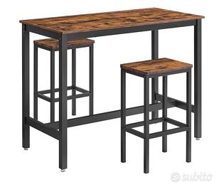 VASAGLE SetTavolo con 2 Sgabelli-Stile Industriale