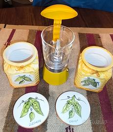 Set Caffettiera vintage 3 Tazze Con Due Barattoli 