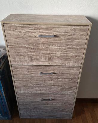 Scarpiera 3 ante color legno seminuova