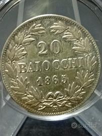 20 Baiocchi o (Doppio Giulio) del 1865 Pontificato
