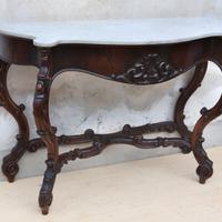 Consolle Luigi Filippo in legno con piano in marmo
