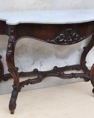 Consolle in legno con piano in marmo Luigi Filippo