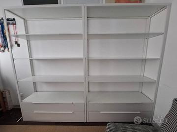 Libreria scaffali bianca in metallo e legno