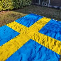 Grande bandiera vintage SVEZIA in cotone cucito