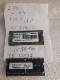 Scheda memoria PC3 10600 4GB DDR3 1333 SODIMM RAM