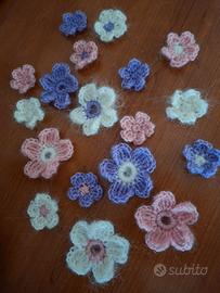 Set 18 fiori all’uncinetto fatti a mano in mohair