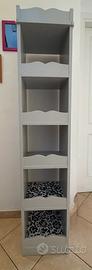 Mobile scaffale in legno grigio stile shabby/chic
