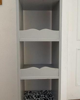 Mobile scaffale in legno grigio stile shabby/chic