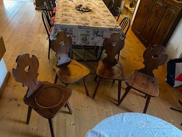 sedie legno massello stile baita