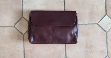 Elegante borsa clutch vintage bordeaux vera pelle 