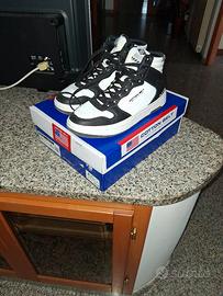 scarpe alte bianche e nere cotton belt