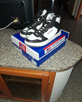 scarpe alte bianche e nere cotton belt