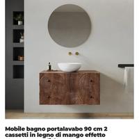 Mobile bagno portalavabo 90 cm 2 cassetti in legno
