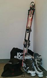 sci, scarponi, racchette, caschetto