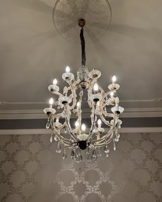 Lampadario stile Maria Vittoria in vetro di Murano