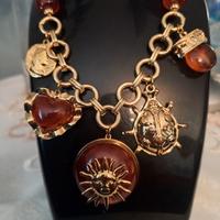 Collana Vintage con Ciondoli Sole e Cuore - Stile 