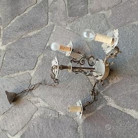 Lampadario antico in ferro, 3 luci