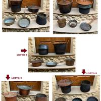 Lotto pentola padella rame paiolo cucina economica