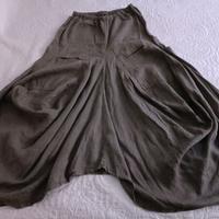 Gonna lunga verde in lino