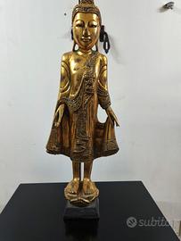 Imponente Statua in legno Buddha Birmano 64cm - 