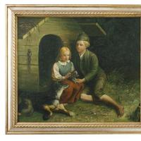 Olio su tela con cornice decorata a mano