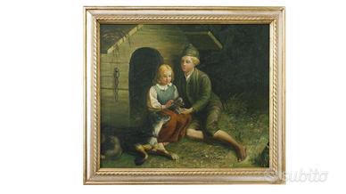 Olio su tela con cornice decorata a mano