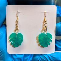 Orecchini foglie Monstera teal